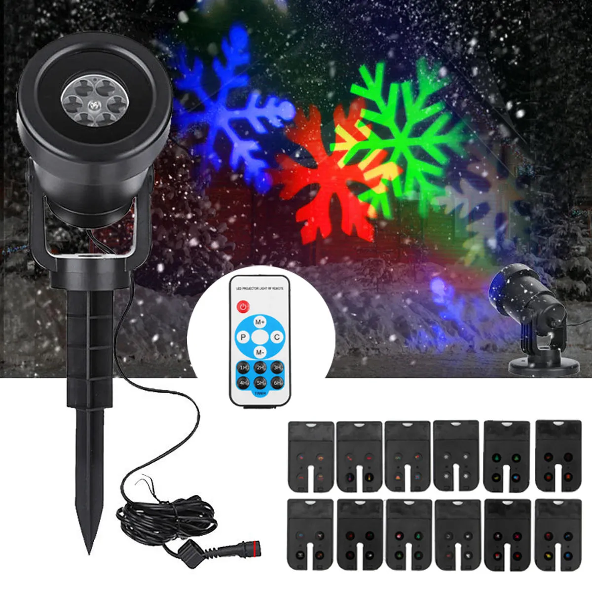 12 Patterns LED Waterproof Landscape Moving Stage Light Projector for Chrismas Halloween