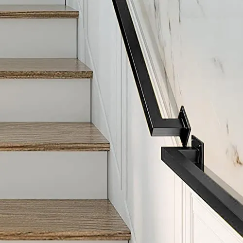 1.3FT Pipe Staircase Handrails, Black Sturdy Safety Wall Mount Support Hand Rails, 500lbs Load Capacity Industrial Iron Railing Pipe Handrail for Indoor Door Pull Handle, Grab Bar, Towel Bar