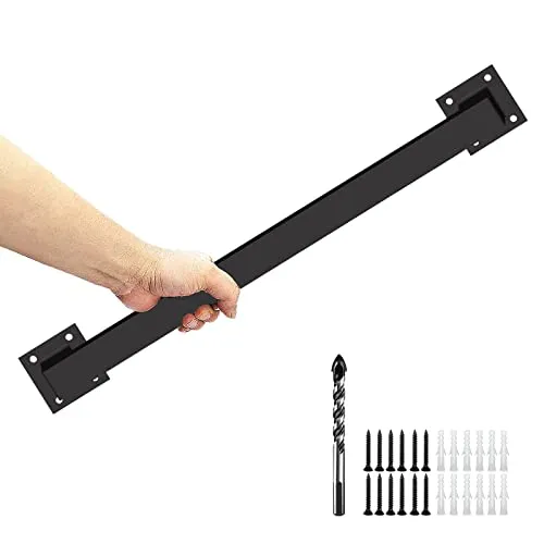1.3FT Pipe Staircase Handrails, Black Sturdy Safety Wall Mount Support Hand Rails, 500lbs Load Capacity Industrial Iron Railing Pipe Handrail for Indoor Door Pull Handle, Grab Bar, Towel Bar
