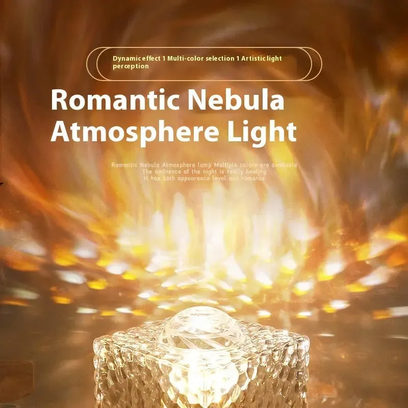 16 Colours Northern Lights Creative Bedside Light Rotating Water Ripple Small Night Lamp Creative Bedside-use Flame Ambience Light
