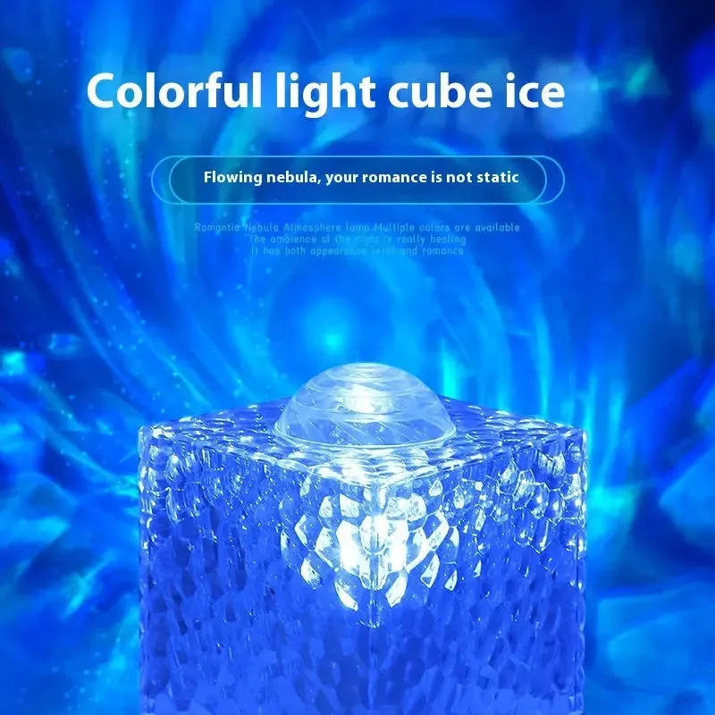 16 Colours Northern Lights Creative Bedside Light Rotating Water Ripple Small Night Lamp Creative Bedside-use Flame Ambience Light