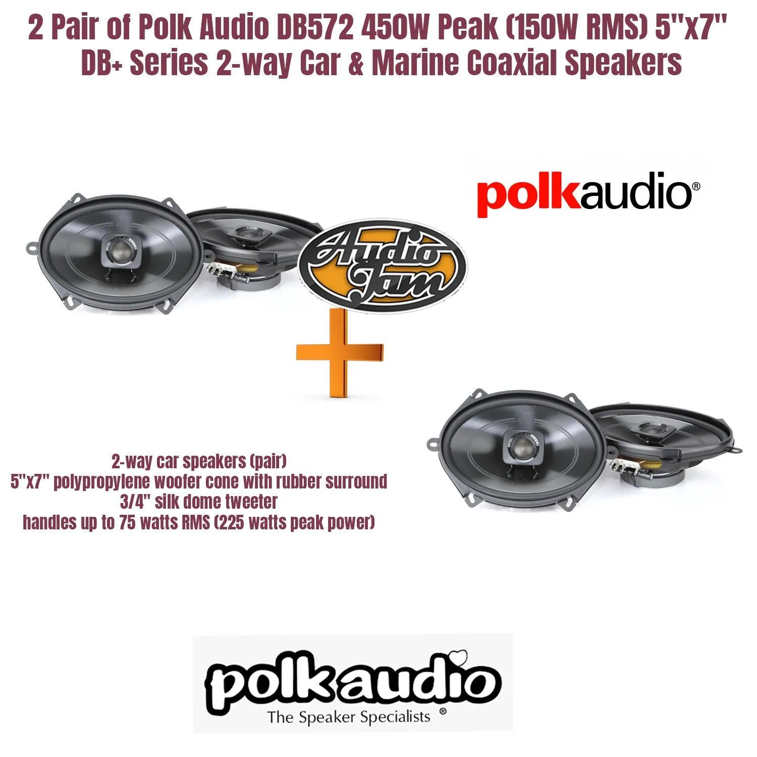 2 Pair of Polk Audio DB572 5" x 7" 6" x 8" 2-Way Marine Speaker New 2 PR DB 572