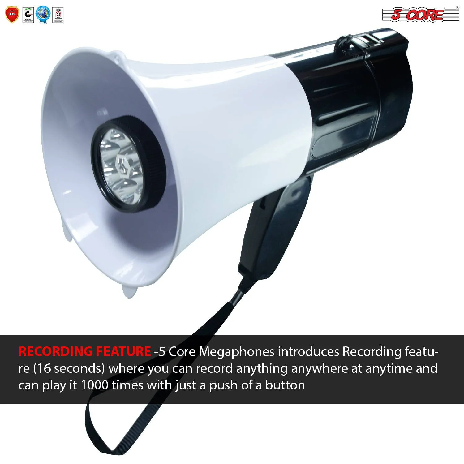 20 Watt Portable Megaphone Bullhorn Multi-Function Speaker 148 LED