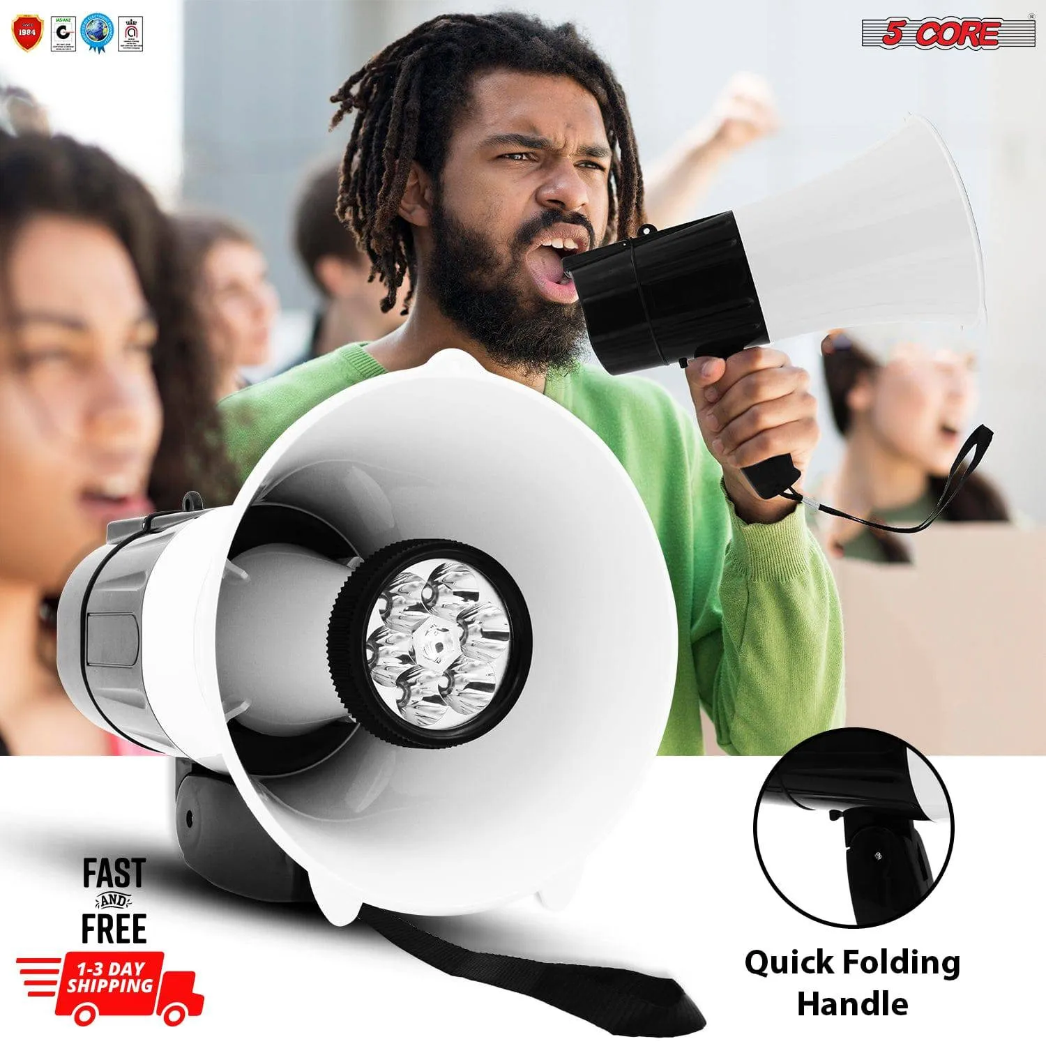 20 Watt Portable Megaphone Bullhorn Multi-Function Speaker 148 LED