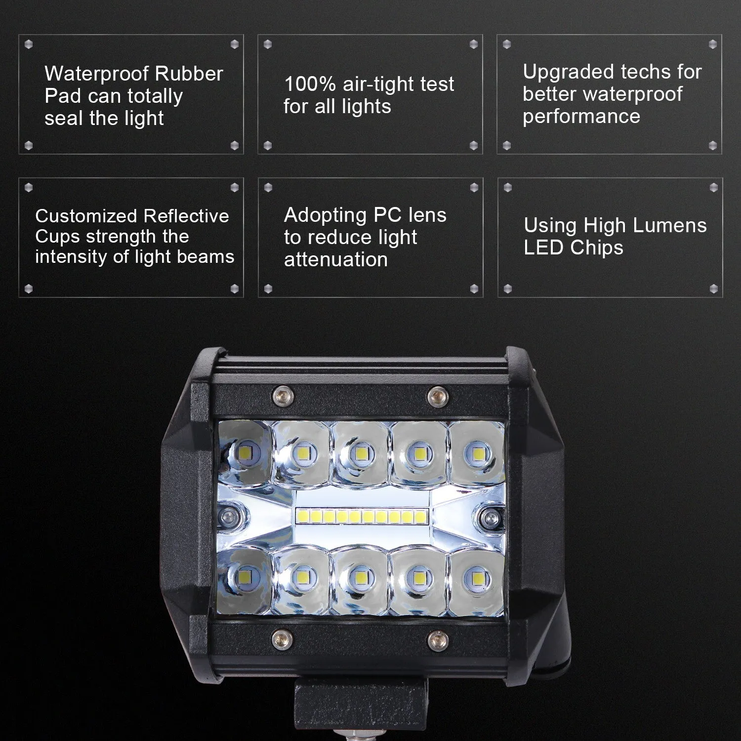 200W LED 3 Rows 4inch Work Light Bar Driving Lamp