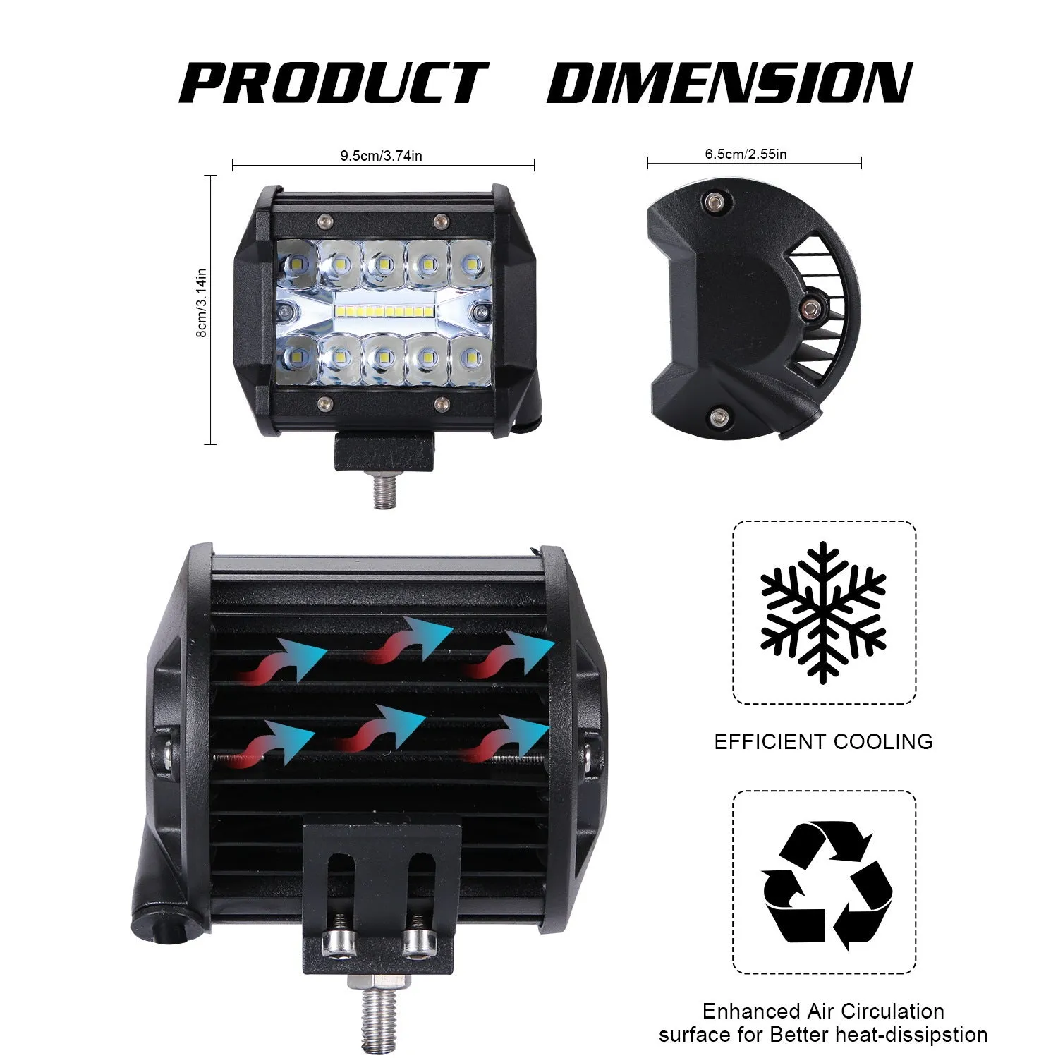 200W LED 3 Rows 4inch Work Light Bar Driving Lamp