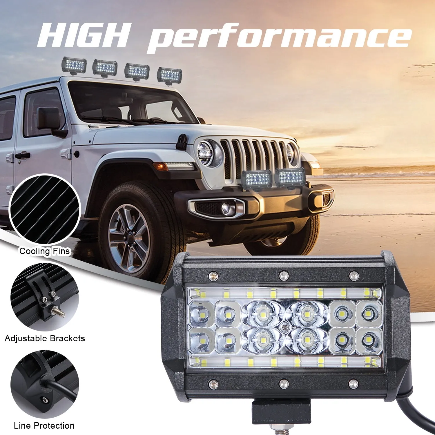 280W LED 4 Rows 5inch 28000LM Work Light Bar Driving Lamp