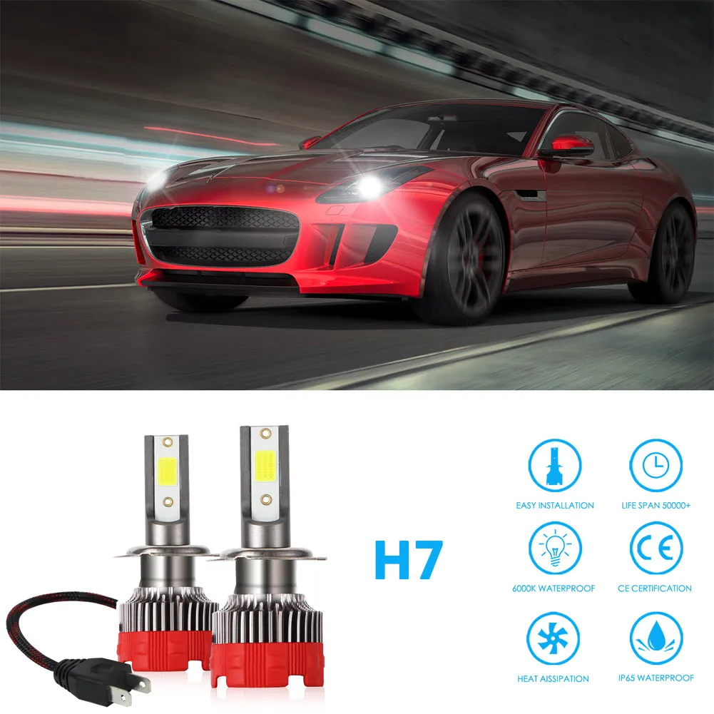 2PCS 120W 12000LM Mini Assembly H1 H7 H4 H8/H9/H11 9005 9006 LED