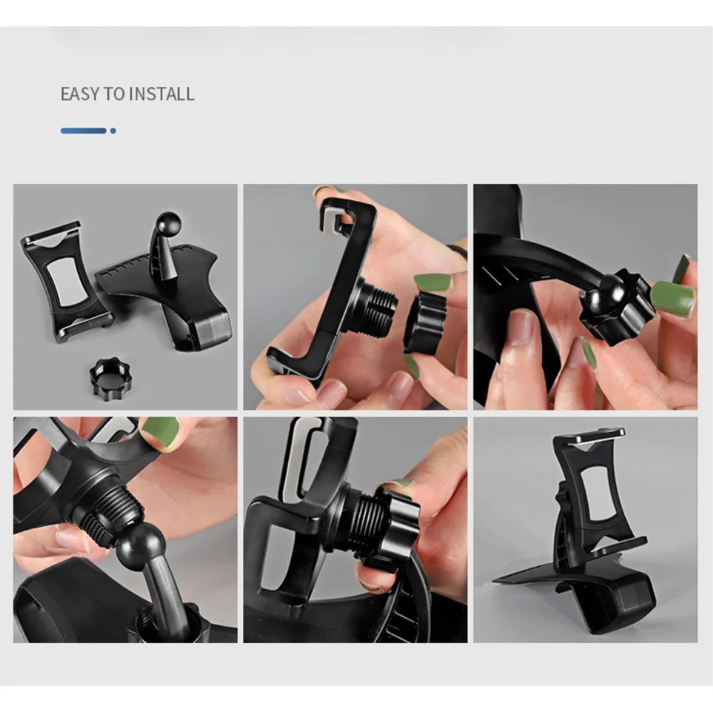 3 in 1 Car GPS Smartphone Holder: Dashboard / Visor Clamp   AC Grid Clip for Alcatel Vodafone Smart mini - Black