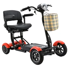 4 Wheel Folding Mobility Scooter for Seniors - Ultra Lightweight, Advanced Motor System, Heavy Duty Portable Scooter (Matte Red)