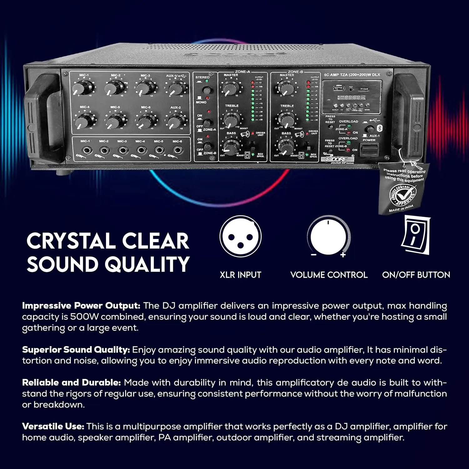 5 Core 4000W PA System Outdoor Indoor Commercial Industrial Grade Paging Kit W/ 32 Wall Speakers