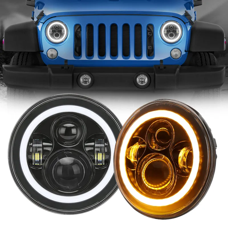 7 inch 80W Jeep LED Halo Headlights with DRL & Turn Signals for 1997-2018 Wrangler JK CJ TJ