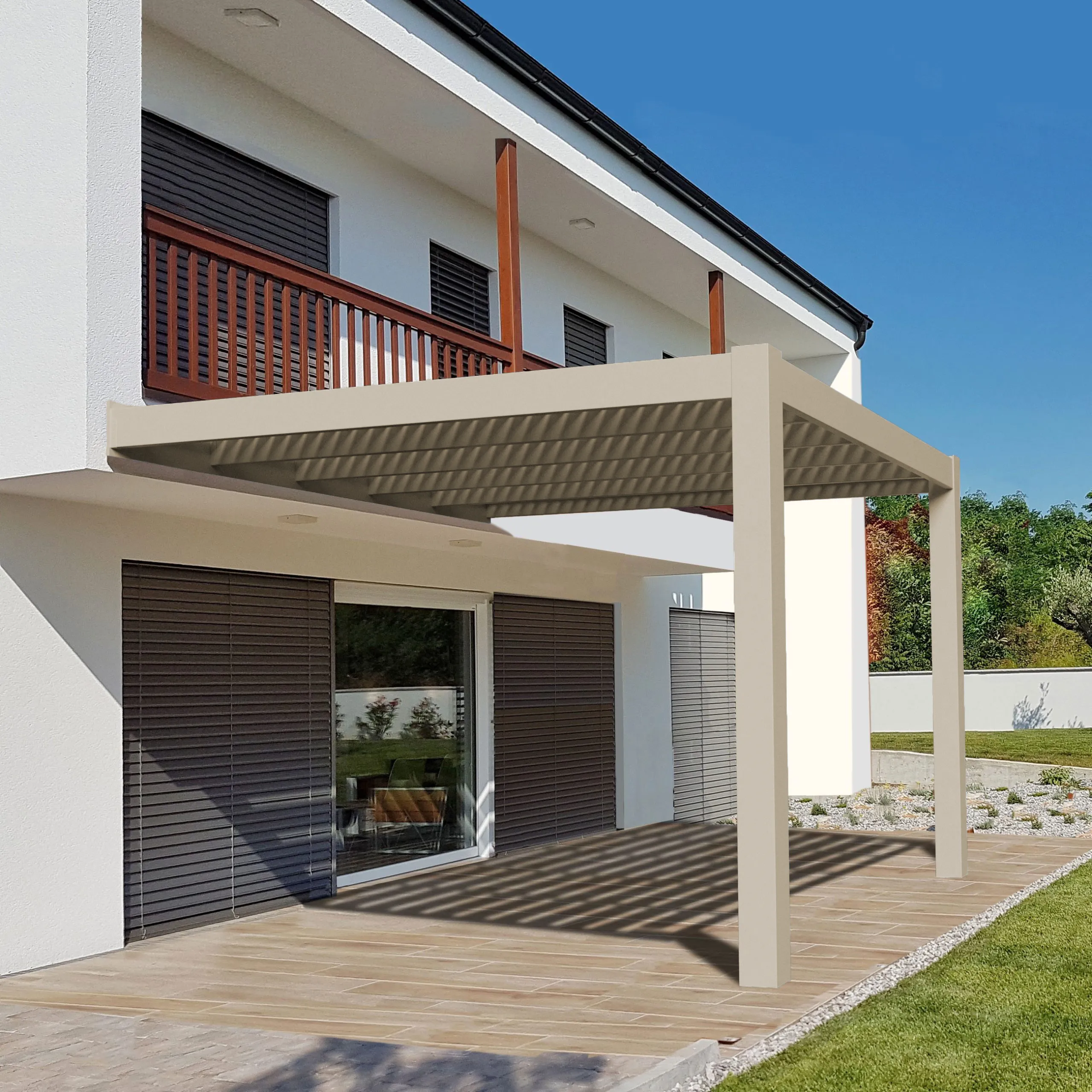 8' by 14' Deck Pergola With Fan Mount (Optional) - Made in USA