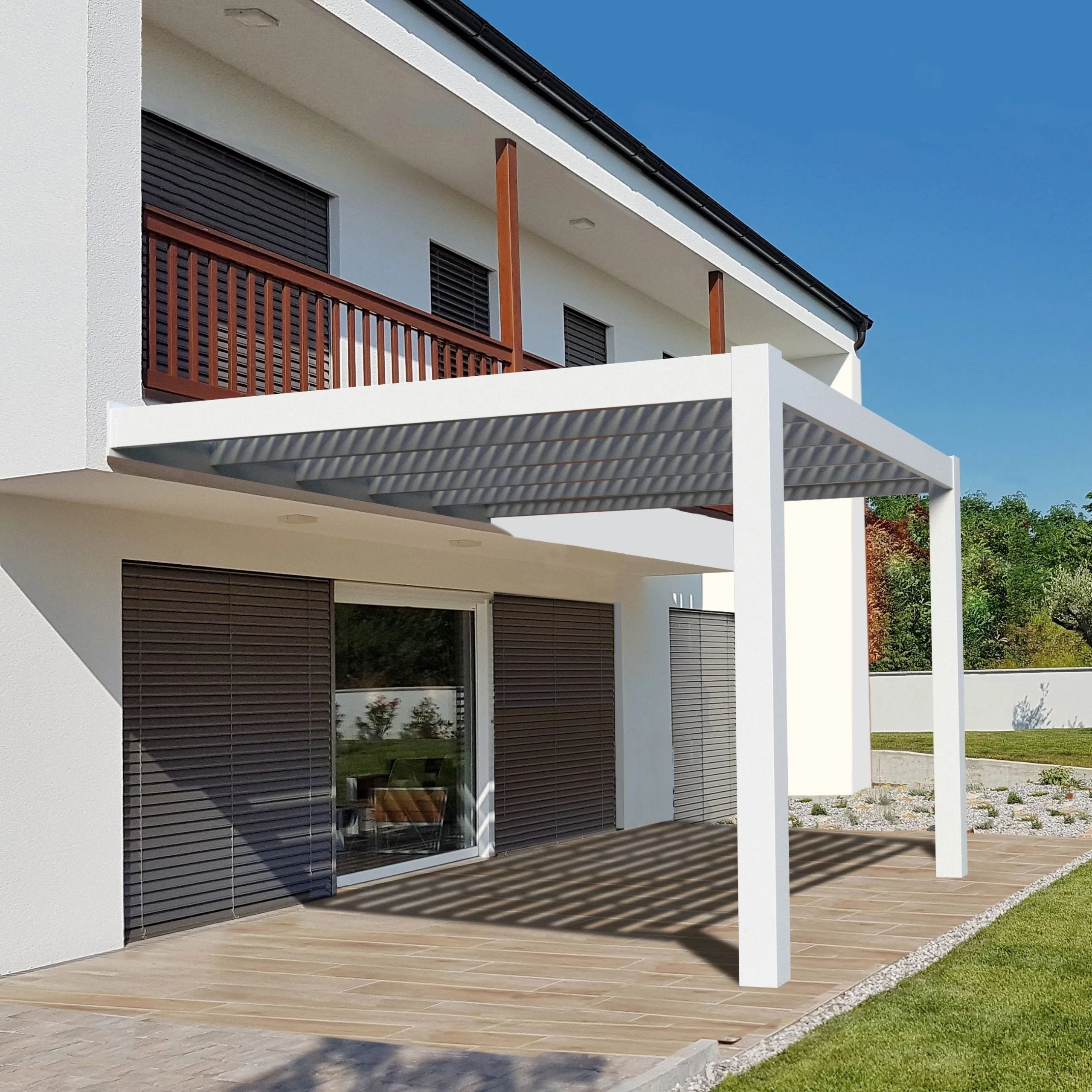 8' by 14' Deck Pergola With Fan Mount (Optional) - Made in USA