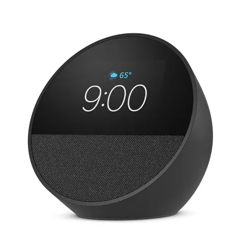 All-new Amazon Echo Spot (2024 release), Smart alarm clock with vibrant sound   Alexa, Ocean Blue