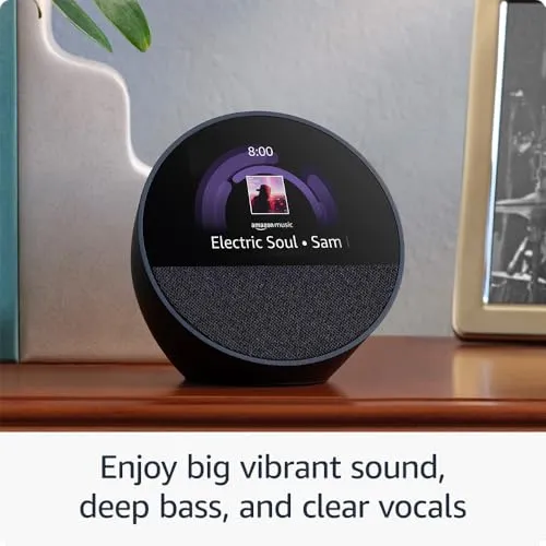 All-new Amazon Echo Spot (2024 release), Smart alarm clock with vibrant sound   Alexa, Ocean Blue