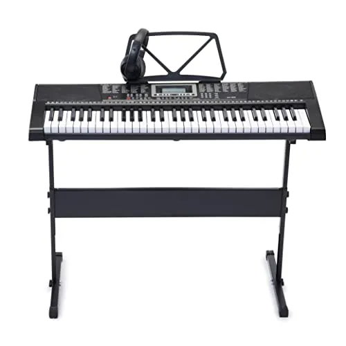 Amazon Basics Portable Digital Piano Keyboard with 61 Keys, Built In Speakers and Songs for Learning, Black