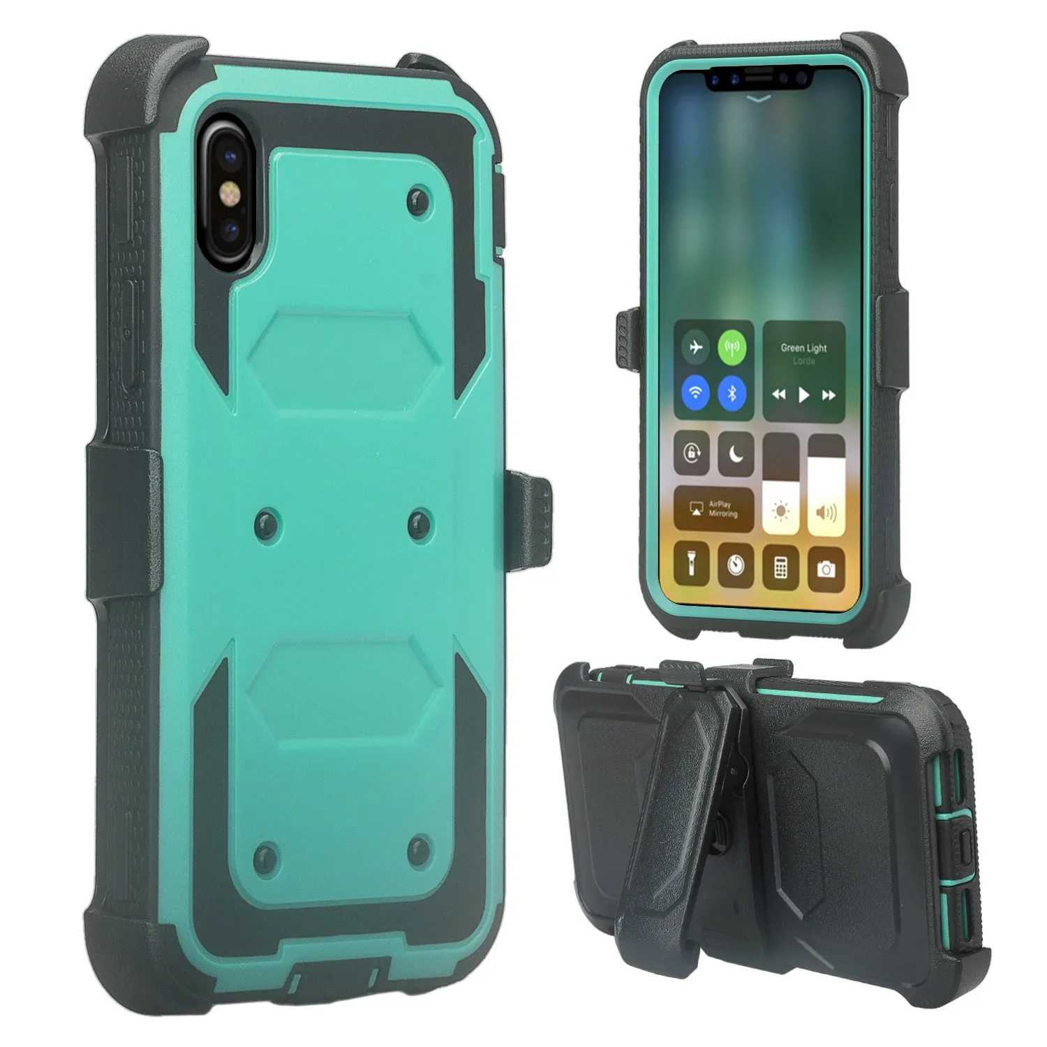 Apple iPhone 11 Pro Max Case, iPhone 11 Pro Max Case, Triple Protection 3-1 w/ Built in Screen Protector Heavy Duty Holster Shell Combo Case - Teal