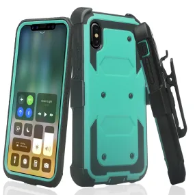 Apple iPhone 11 Pro Max Case, iPhone 11 Pro Max Case, Triple Protection 3-1 w/ Built in Screen Protector Heavy Duty Holster Shell Combo Case - Teal