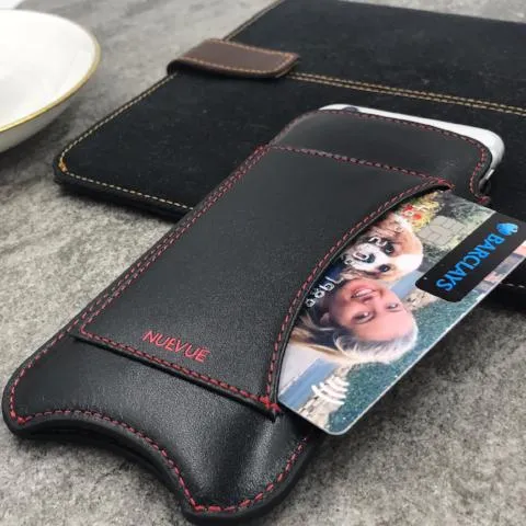 Apple iPhone 13 Pro Max Wallet Case in Black Leather | Screen Polishing Sanitizing Lining.