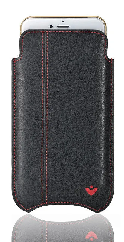 Apple iPhone 13 Pro Max Wallet Case in Black Leather | Screen Polishing Sanitizing Lining.