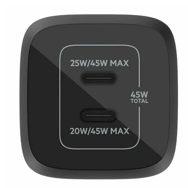 BELKIN BoostCharge Pro Dual 45W USB-C GaN Wall Charger with PPS - Black