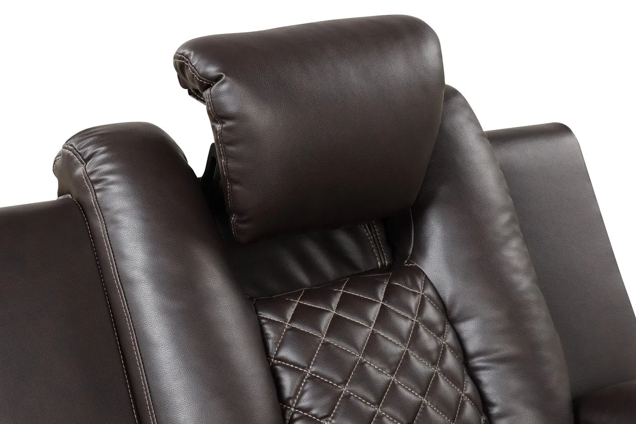 Benz LED & Power Reclining Brown Loveseat