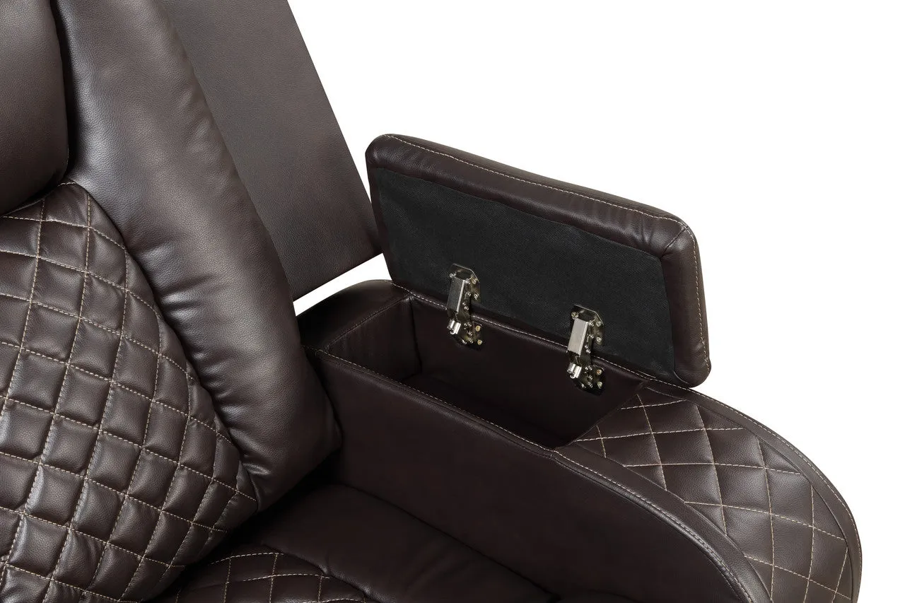Benz LED & Power Reclining Brown Loveseat