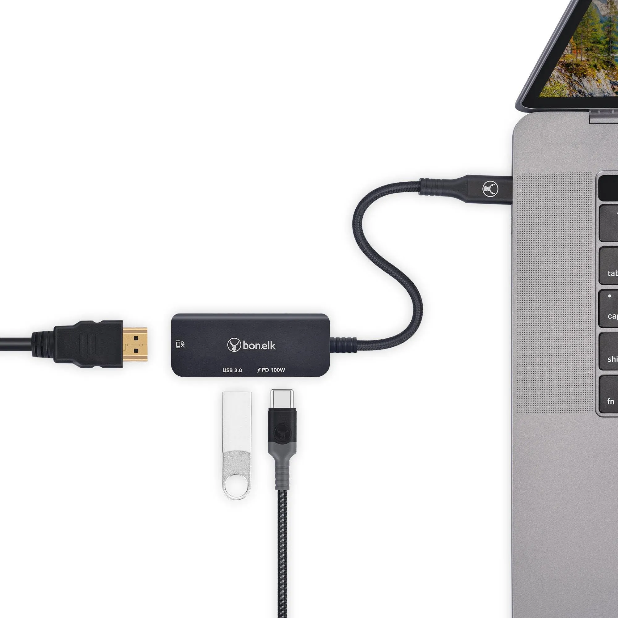 Bonelk Long-Life USB-C 3 in 1 Multiport Hub (Black)