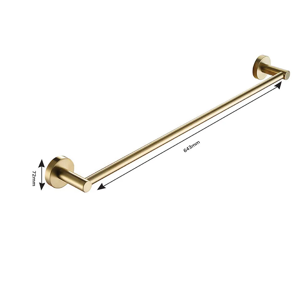 Brushed Brass Bathroom Essentials: Wall Mounted Soap Dish, Towel Rail, Toilet Brush Holder, Toilet Roll Holder, and Douche Shower Kit