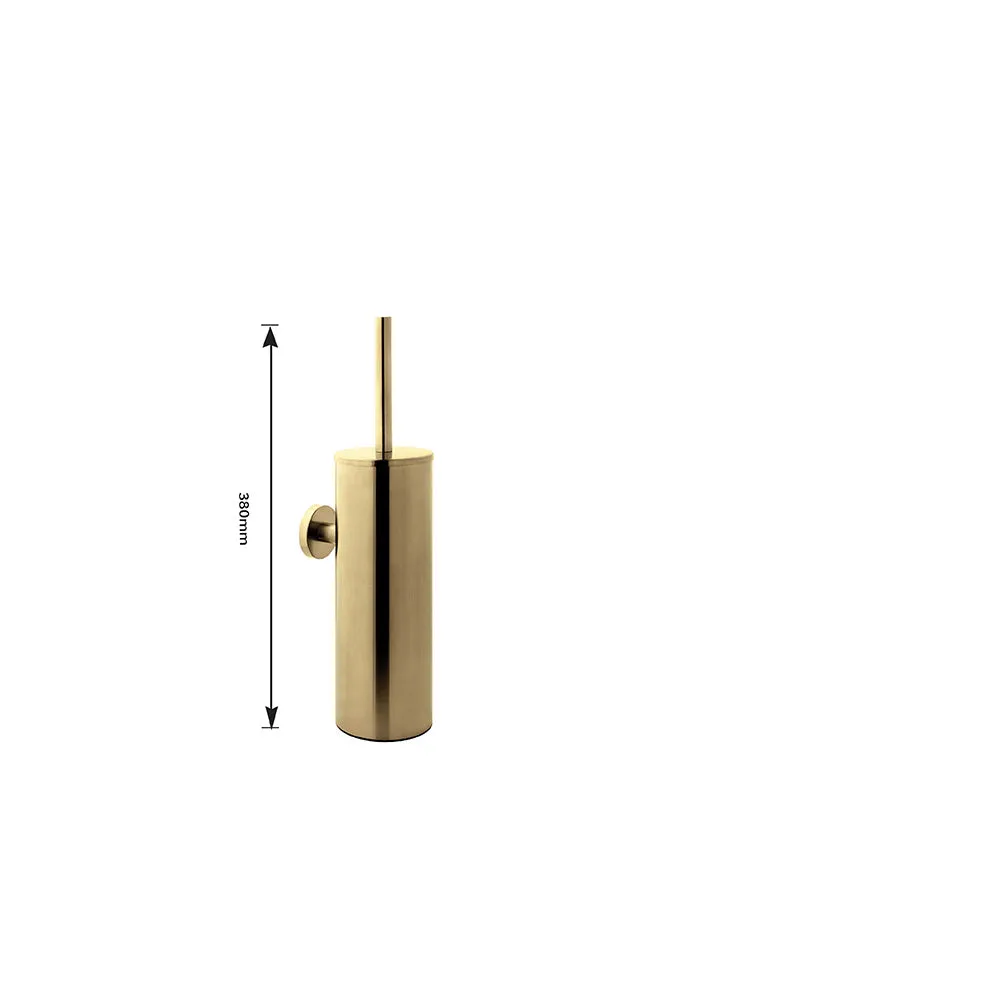 Brushed Brass Bathroom Essentials: Wall Mounted Soap Dish, Towel Rail, Toilet Brush Holder, Toilet Roll Holder, and Douche Shower Kit