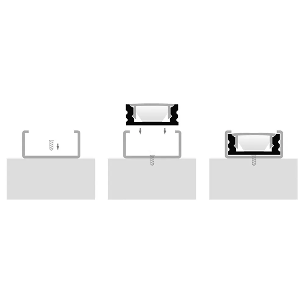 Clearance 3 Metre 18mm x 9mm White Shallow Square LED Profile - HV9693-1707-WHT-3m