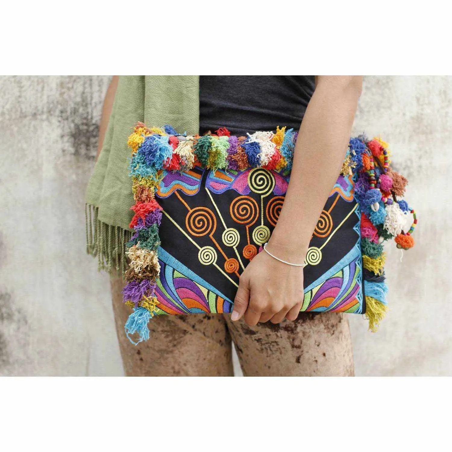 Computer Case | Oversize Pom Pom Clutch - Thailand