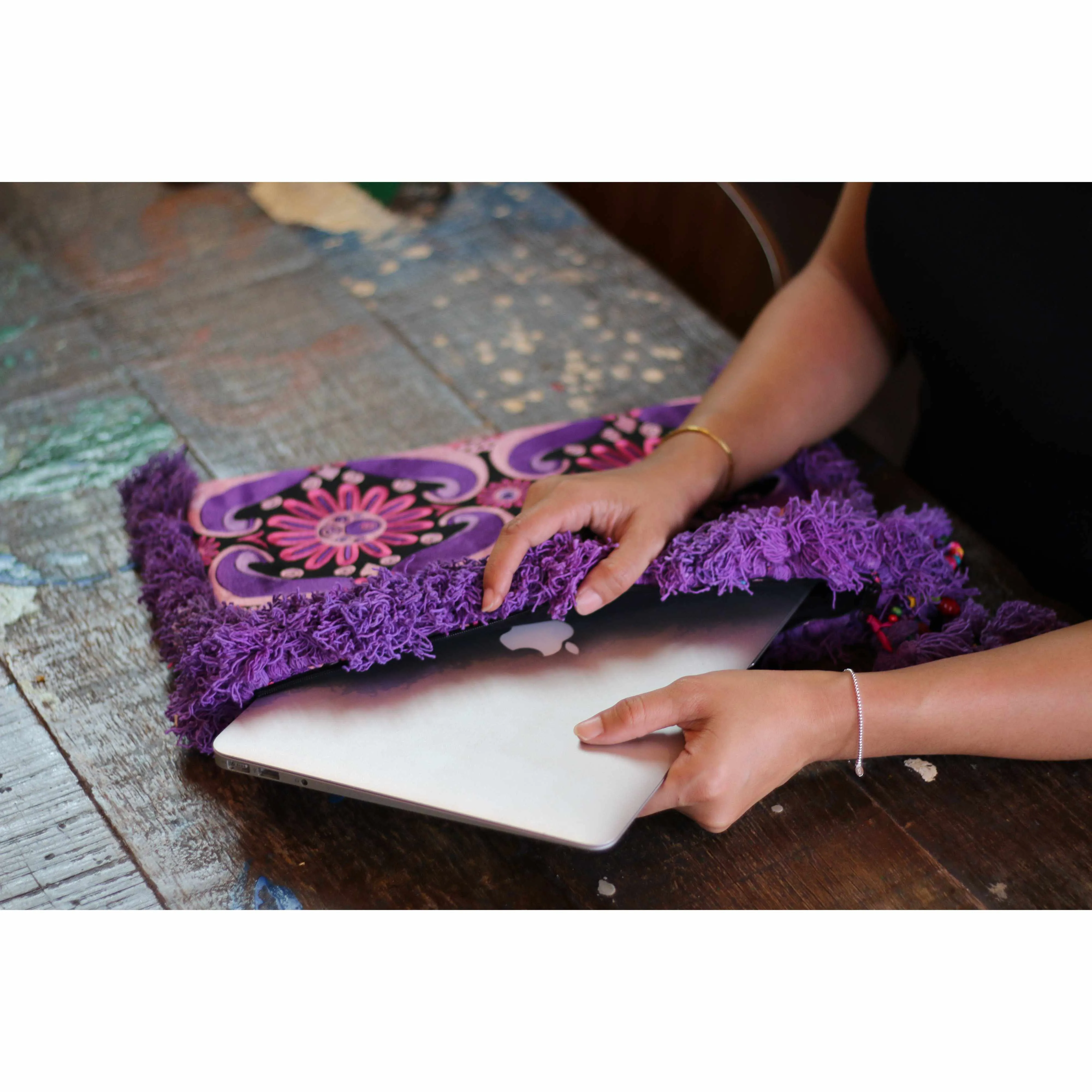Computer Case | Oversize Pom Pom Clutch - Thailand