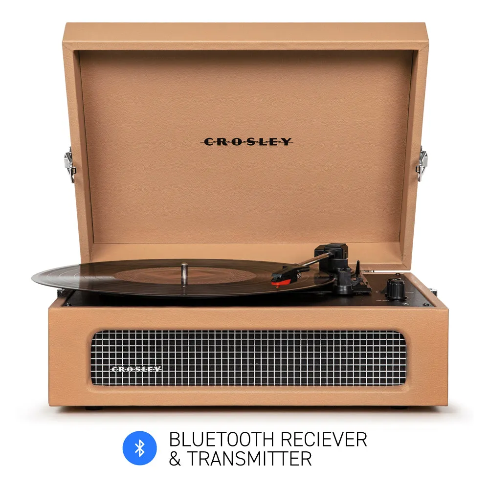 Crosley Voyager Bluetooth Portable Turntable - Tan   Bundled Majority D40 Bluetooth Speakers - Black