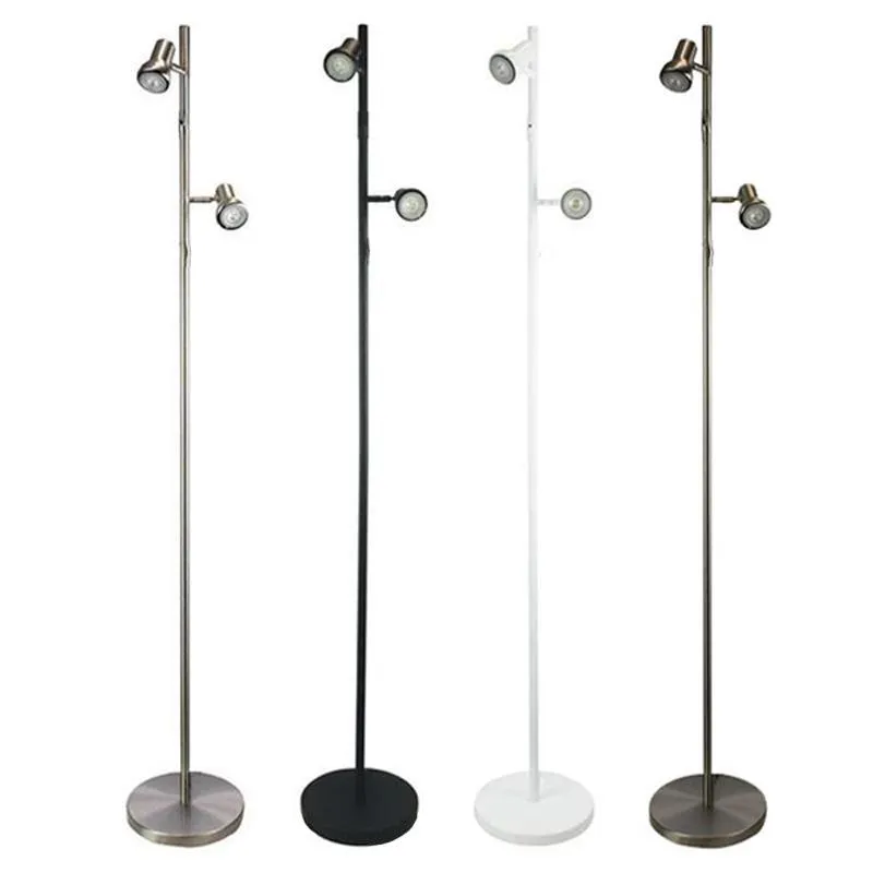 Daxam Floor Lamp Twin LED Antique Brass,Brushed Chrome,White and Black