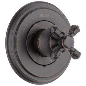 Delta Cassidy Collection Venetian Bronze Monitor 14 Shower Faucet Control COMPLETE ITEM with Single Cross Handle and Rough-in Valve with Stops D1595V