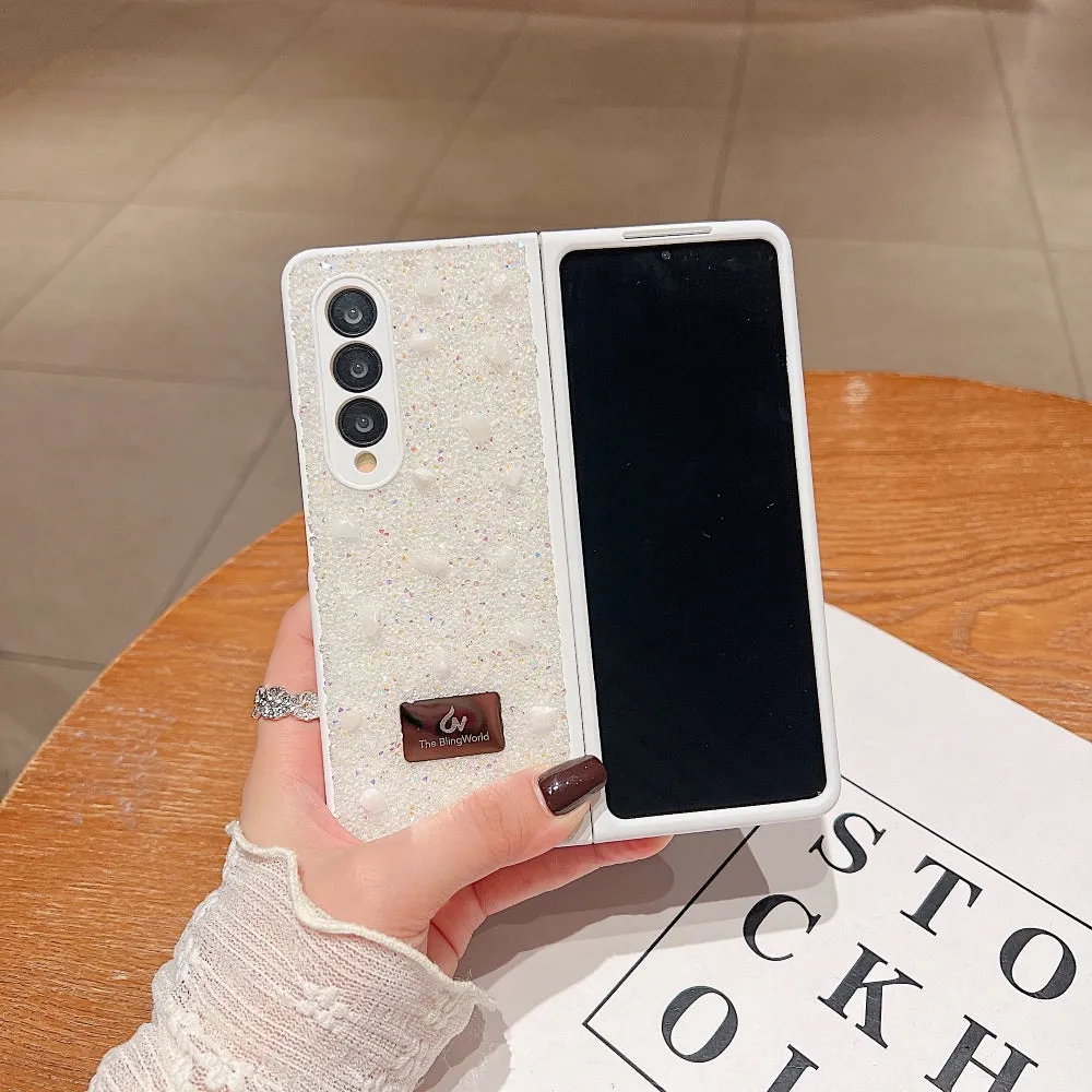 Diamond Studded Pattern Glittery Phone Case - Samsung Z Fold 5