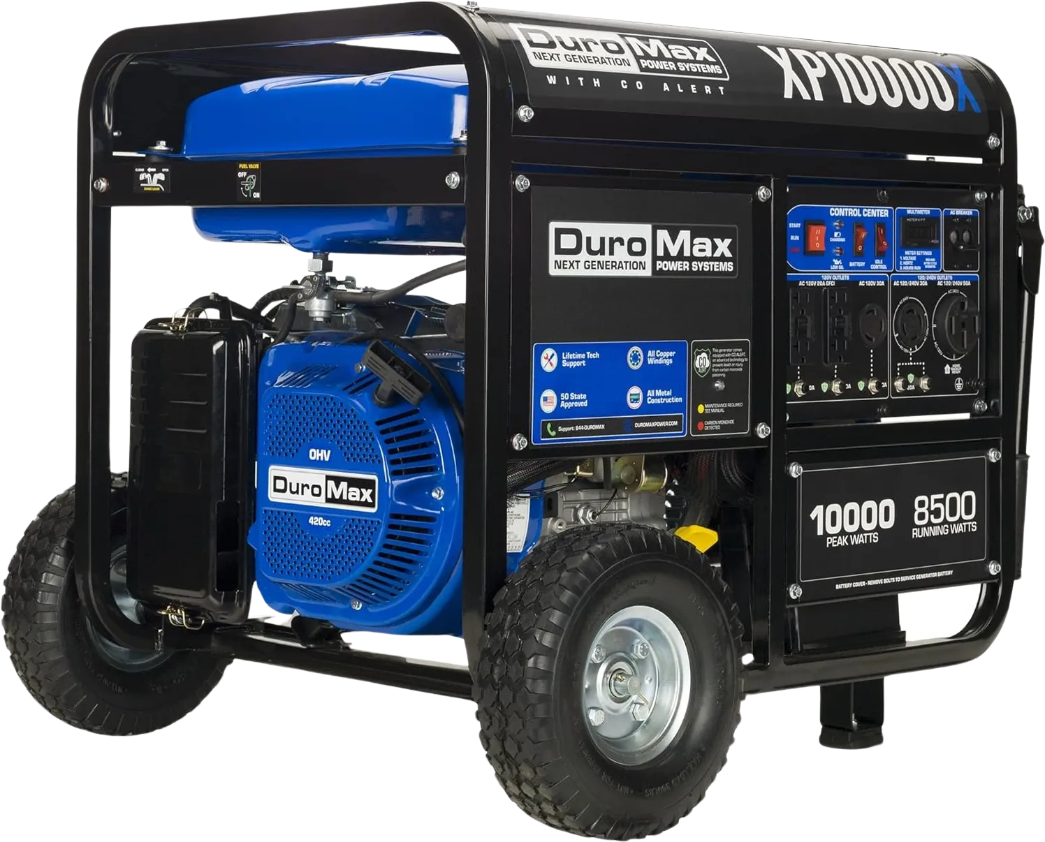 DuroMax XP10000DX 8500W/10000W Dual Fuel Gas Propane Generator with Electric Start and CO Alert New