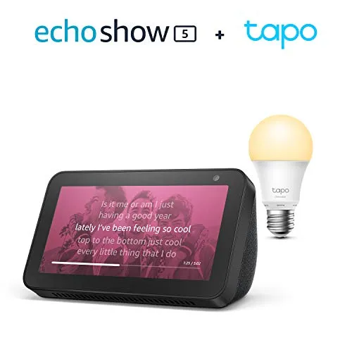 Echo Show 5, Black   TP-Link Tapo smart bulb (E27), Works with Alexa
