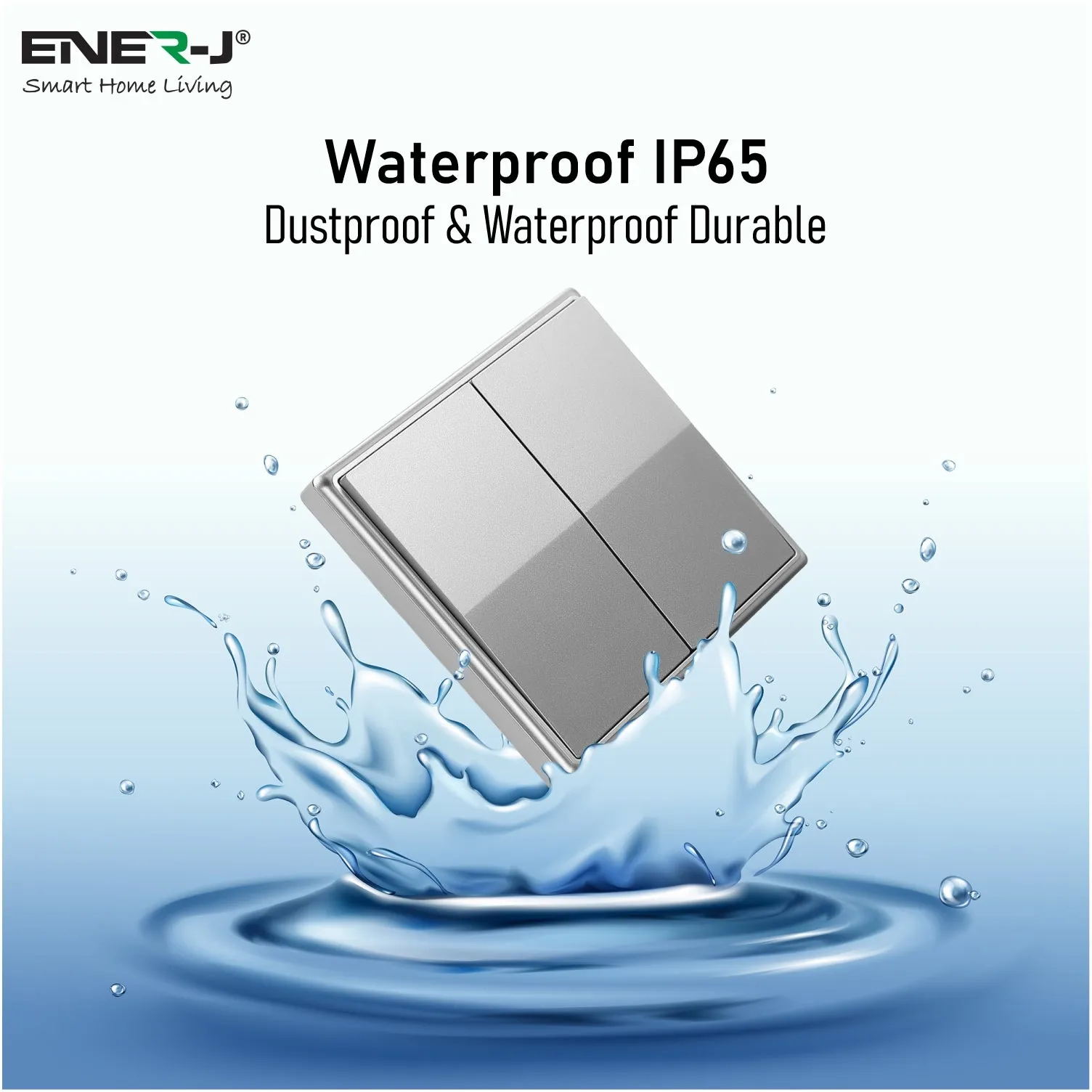 ENER-J 2 Gang Wireless Kinetic Switch Non Dimmable (silver body)   2 x 500W RF Receiver