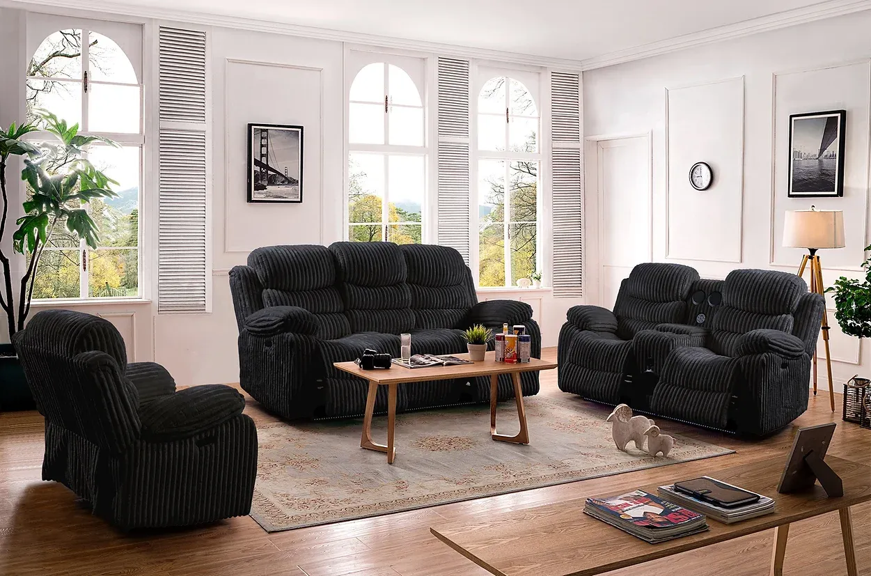 Flint Black Power Reclining Living Room Set