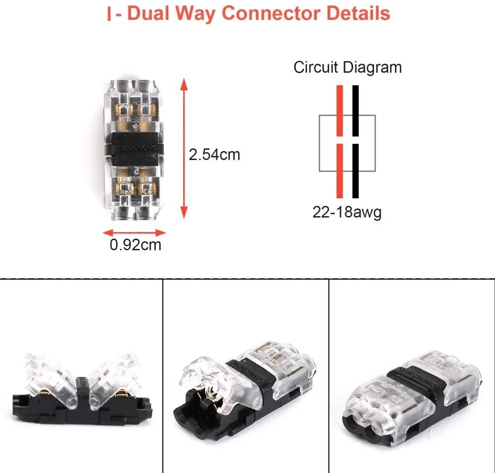 FluxTech -  Low Voltage Solder-less I Shape Wire connectors - Pk of 2