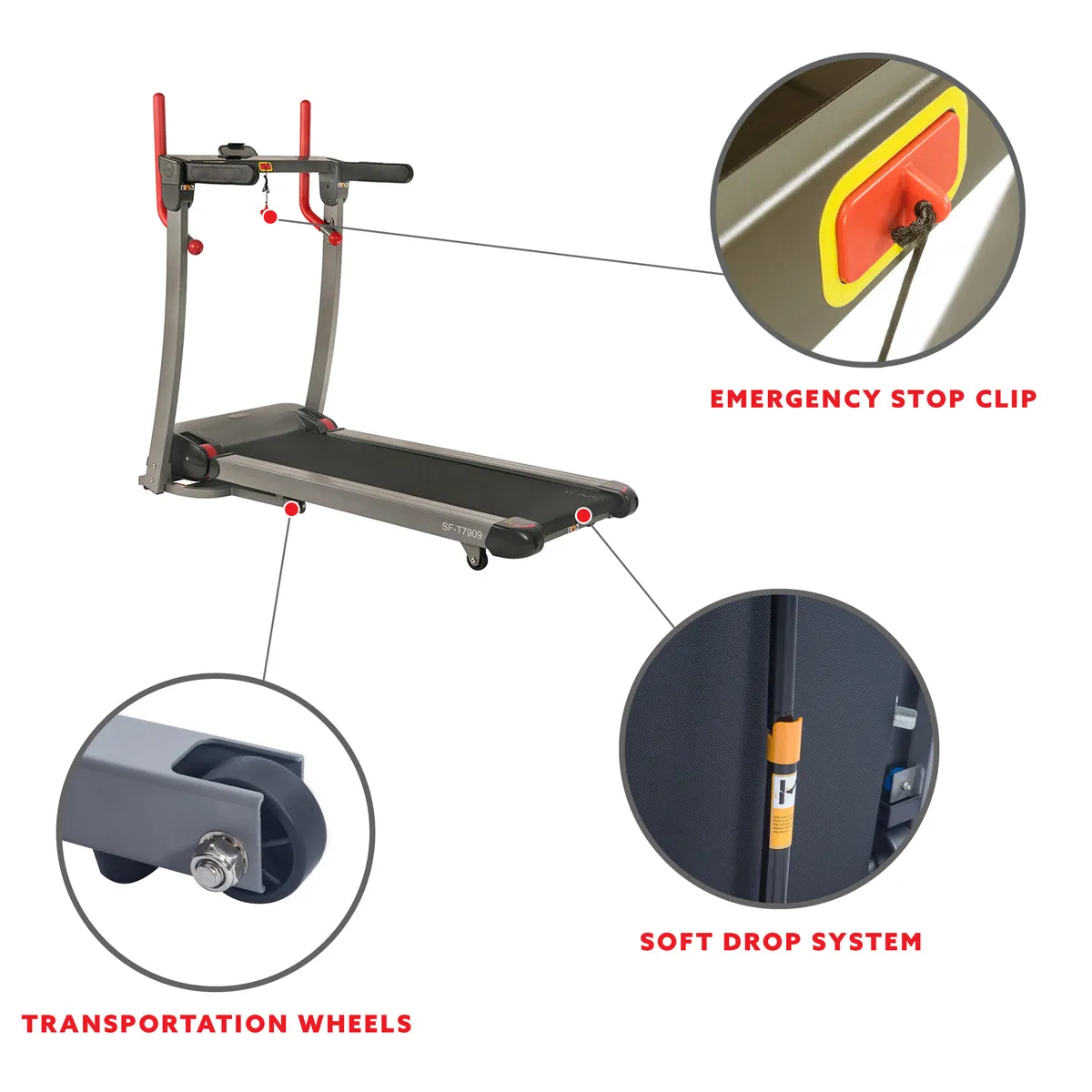 Folding Electric Treadmill with 12 Level Auto Incline, LCD and Pulse Monitor- SF-T7909