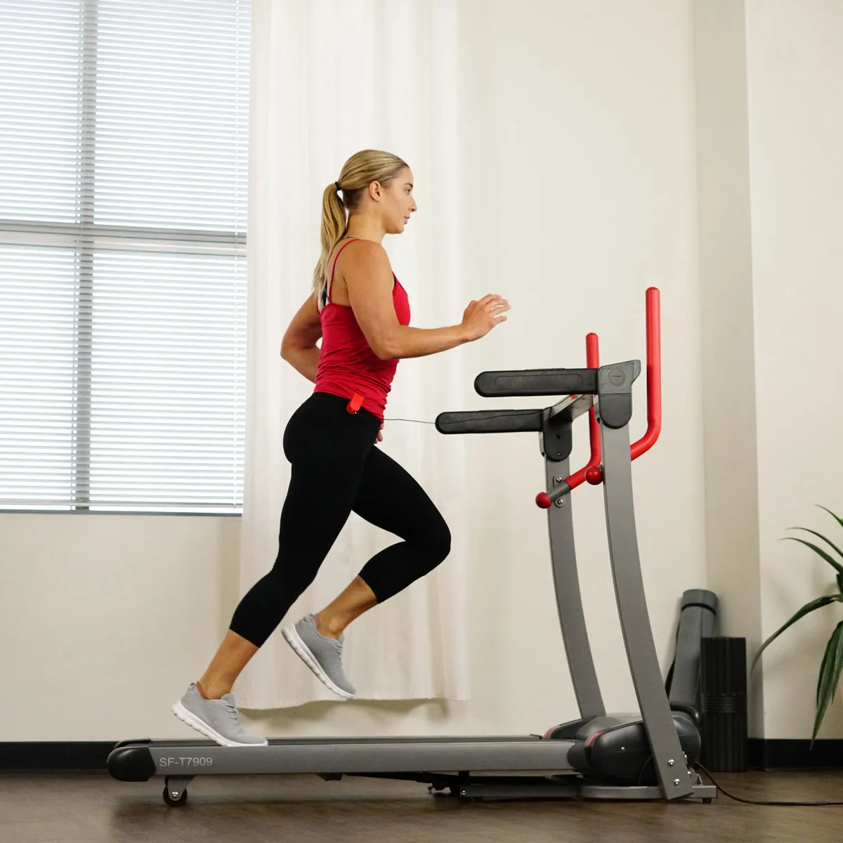 Folding Electric Treadmill with 12 Level Auto Incline, LCD and Pulse Monitor- SF-T7909