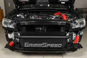 Grimmspeed Front Mount Intercooler Kit BLACK Coated [Inc. Red Piping] - Subaru 15-21 WRX - 090255