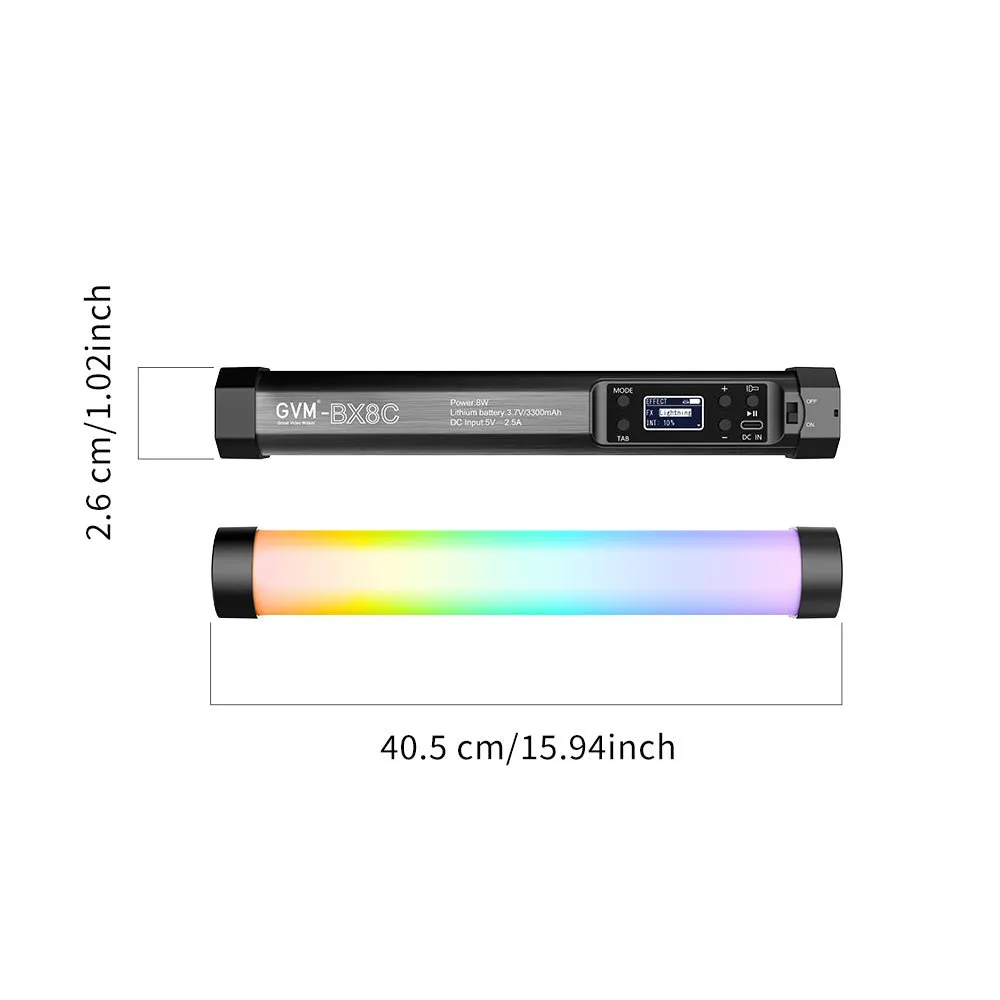 GVM BX8C 2-in-1 RGB Tube Light Wand Light & Spotlight