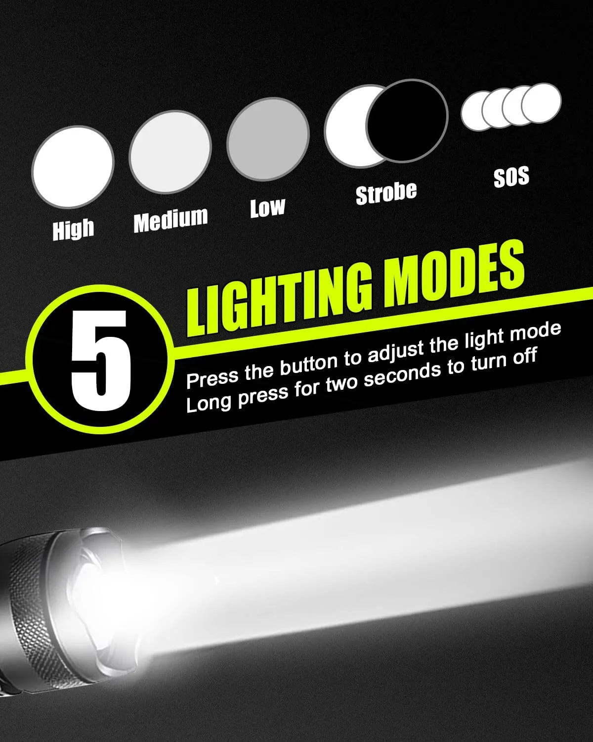 High Lumen LED Rechargeable Super Bright Torch Flashlight-18CM