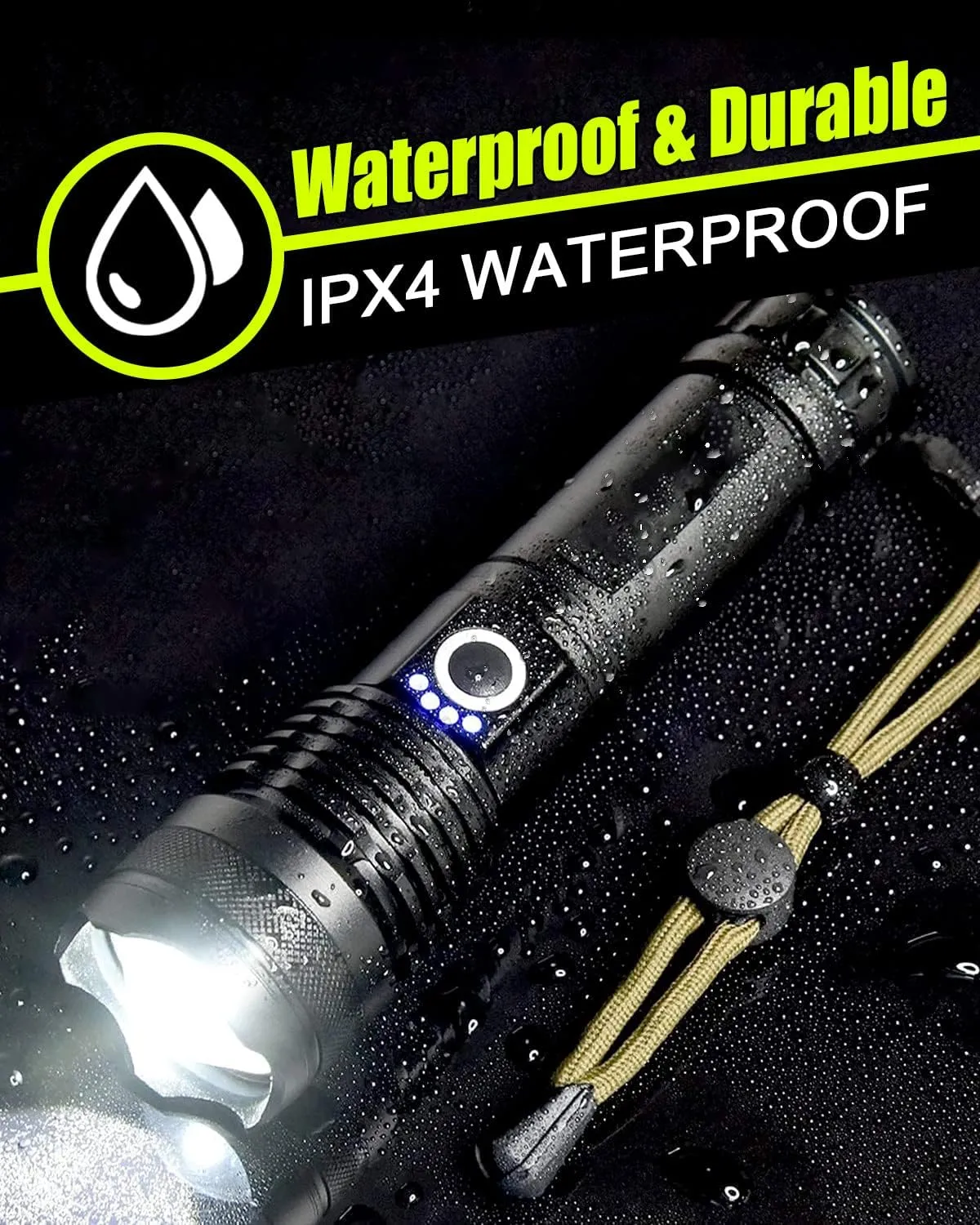High Lumen LED Rechargeable Super Bright Torch Flashlight-18CM
