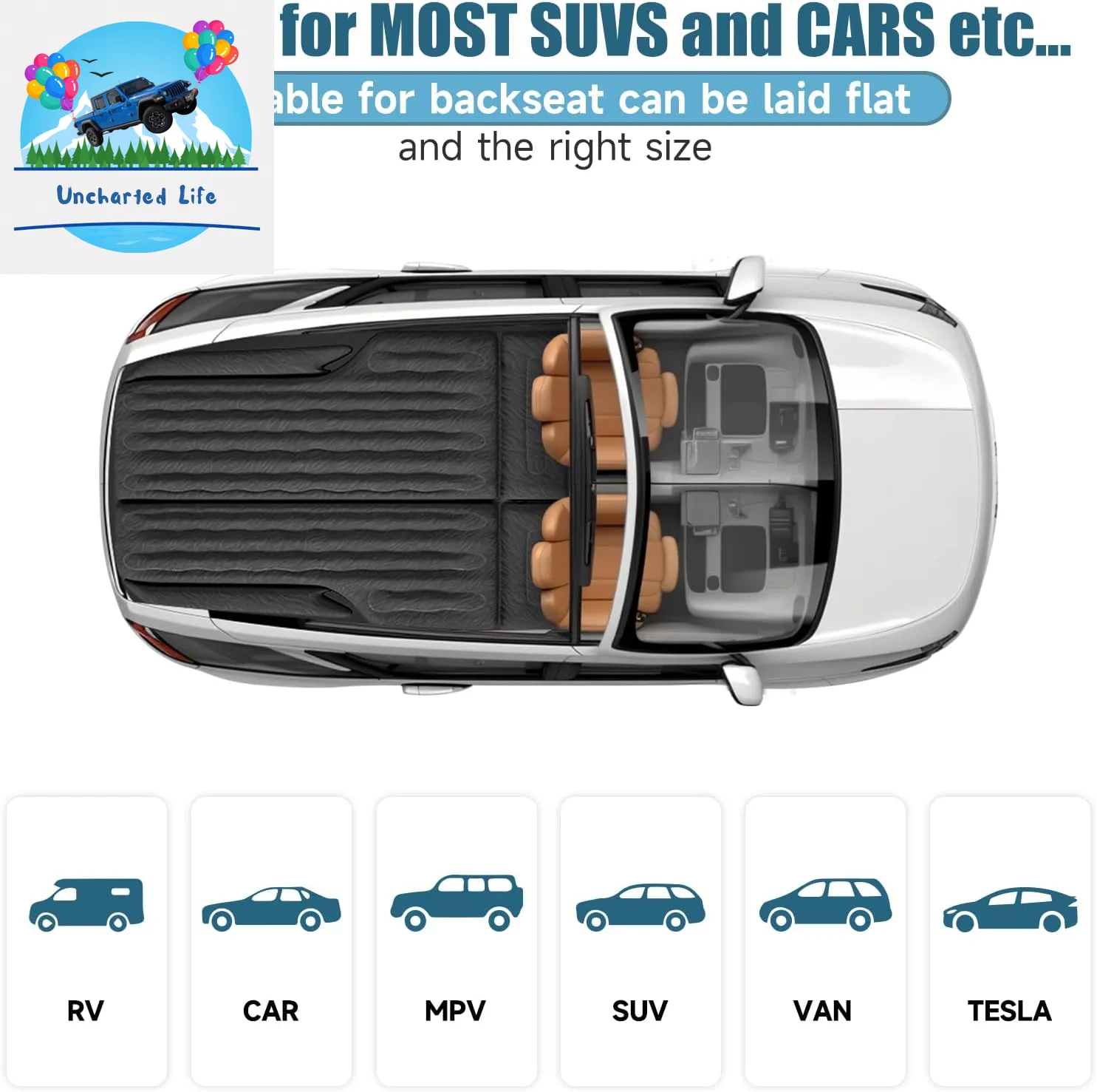 Inflatable SUV Air Mattress – Portable Car Camping Bed with Pump